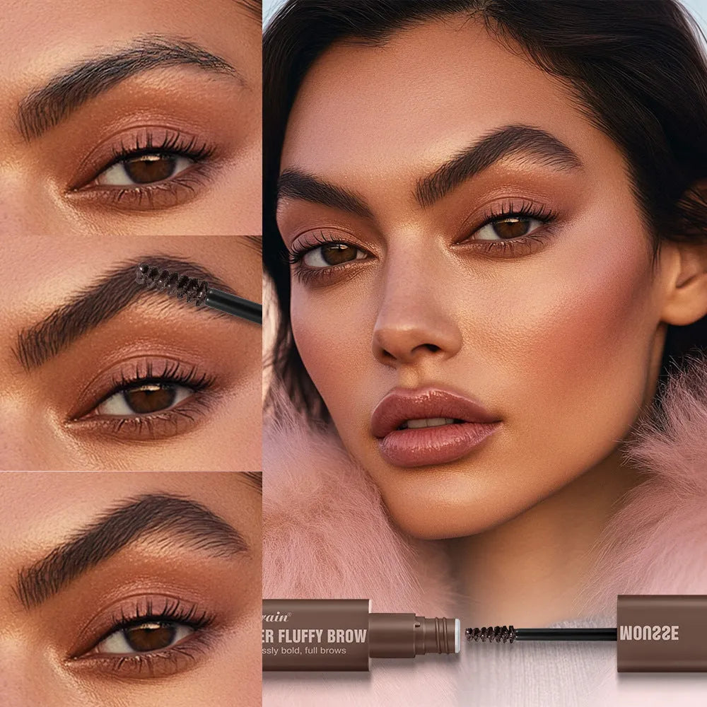 Eyebrow cream mousse tube with six colour shade options for eyebrow shaping