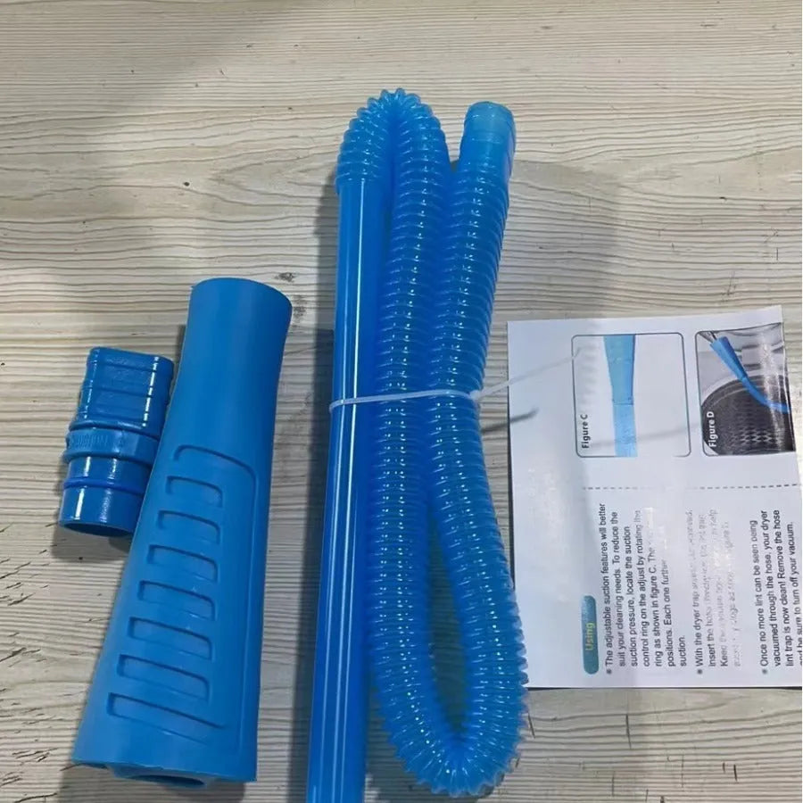 Blue plastic suction pipe vacuum cleaner attachment for washing machine dust cleaning, 114cm length with round head
