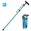 Adjustable aluminium folding walking cane extended to show telescopic design and non-slip handle