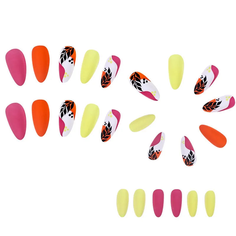 Wear Armour frosted nail stickers in medium almond shape showing tulip pattern in four colour designs.