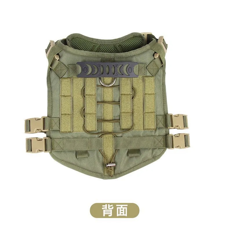 Dog tactical chest and back harness Oxford cloth black army green gray adjustable sizes