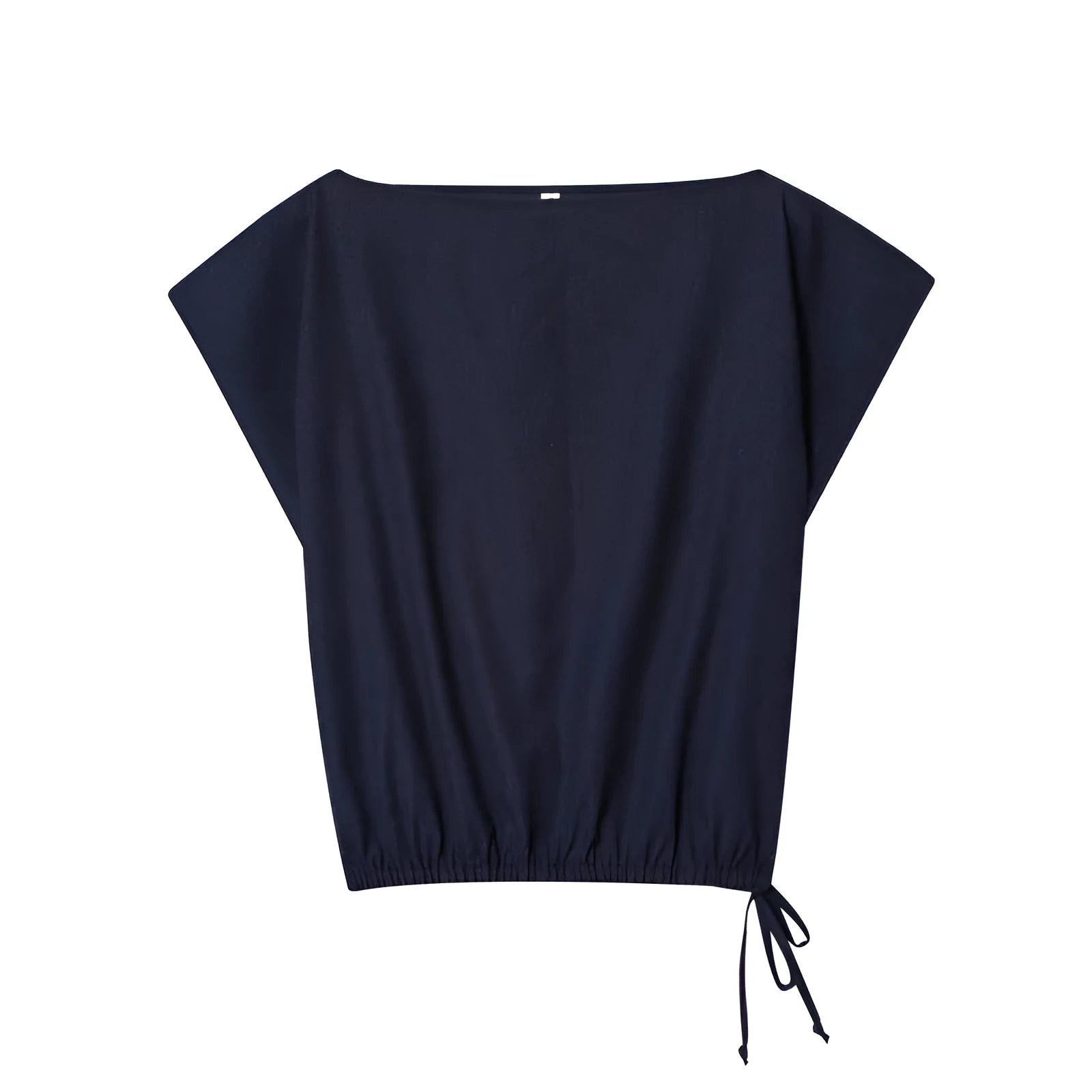 Women's linen blend off-neck shirt with flounced sleeves and matching wide leg trousers set