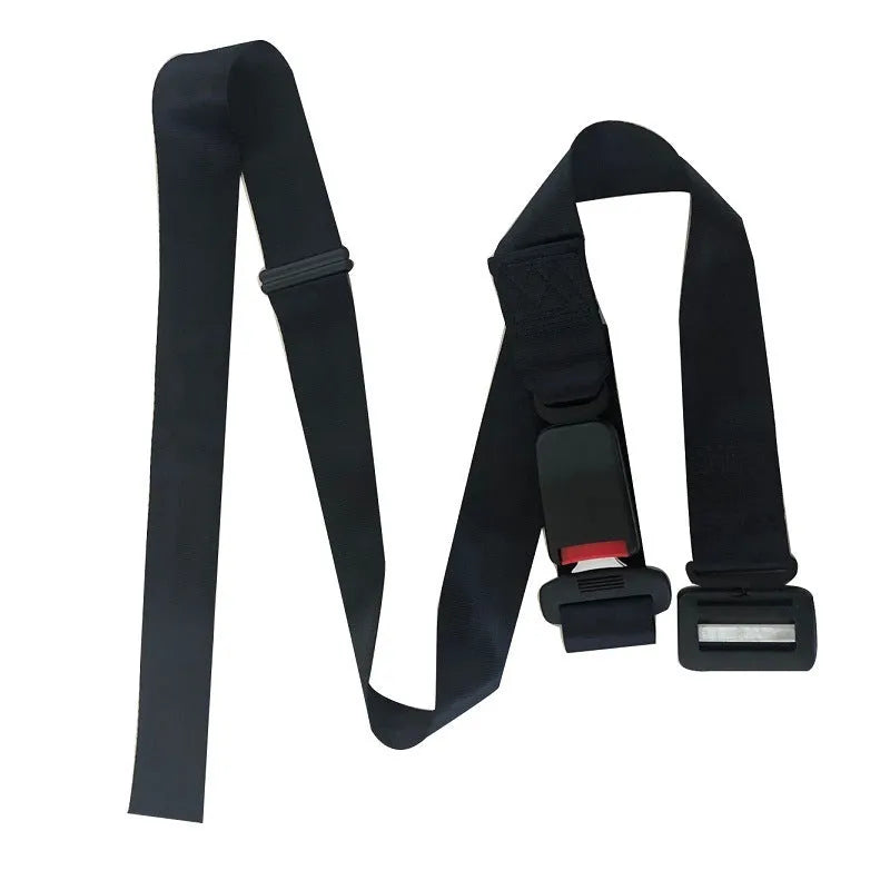 Black ABS polyester pregnancy seat belt adjuster with metal safety buckle