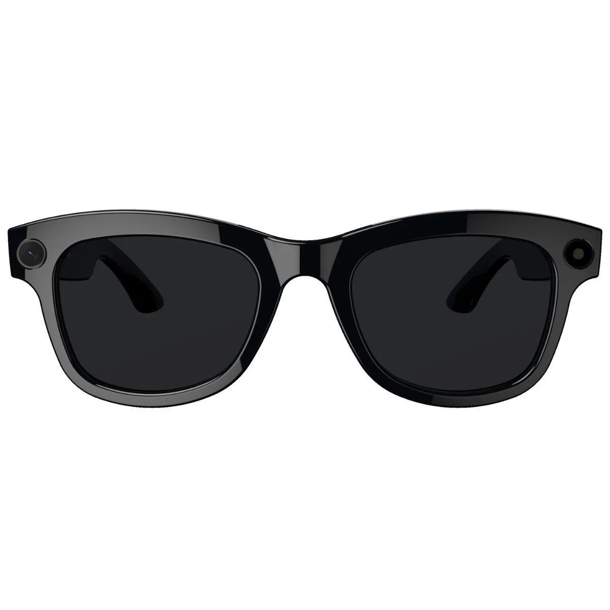Black and transparent lens smart glasses with built-in camera for AI translation and video recording