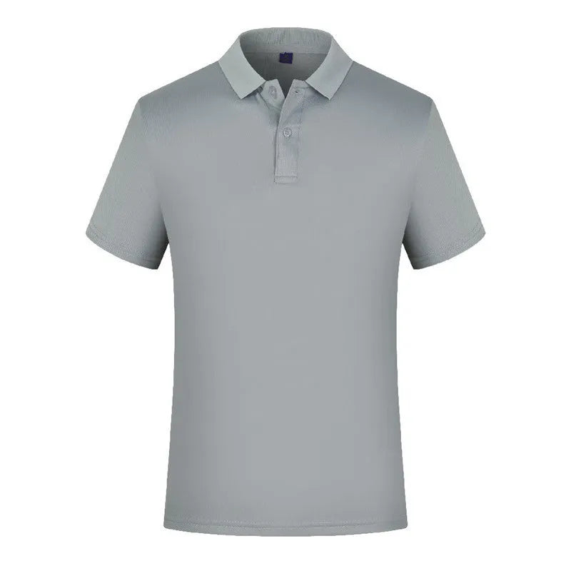 Summer lapel T-shirt, short sleeve polyester blend casual top with slit, multiple colours, S to 4XL