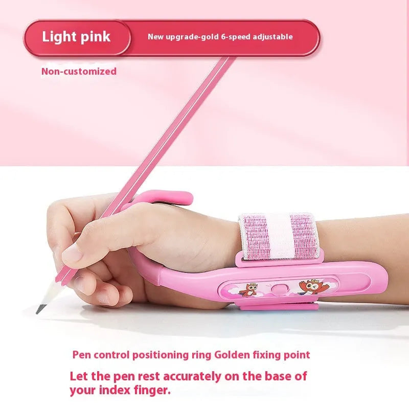 Blue and pink anti-hook pen holder corrector for writing posture training
