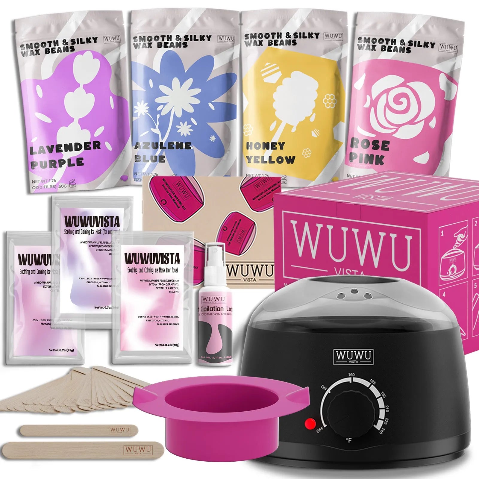Gold-standard 29-piece waxing gift set with compact warmer, wax beads, aftercare products and application tools
