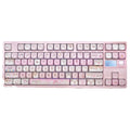 Pink MOA mechanical keyboard keycaps with cartoon design on all five sides via sublimation printing