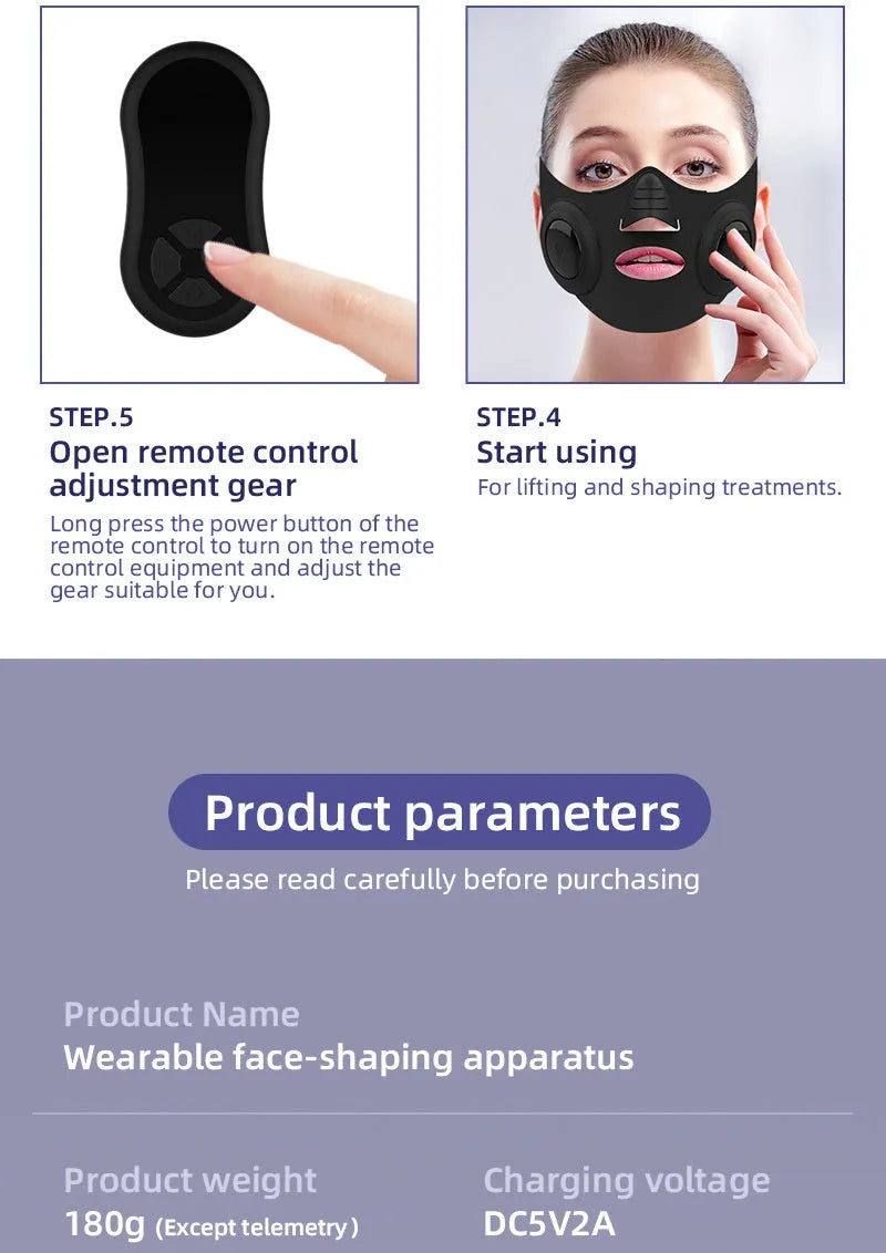 Black photon beauty device facial mask with USB connection and four intensity settings