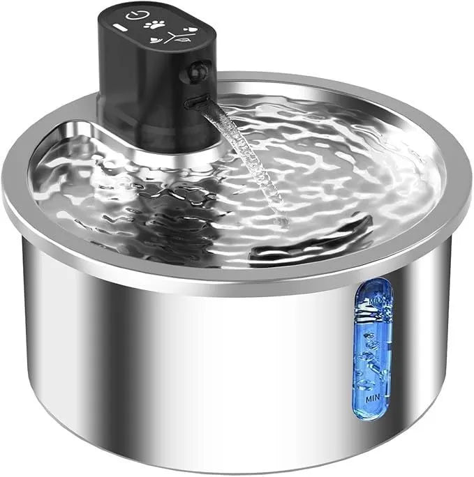 Stainless steel pet water fountain with constant temperature heating base