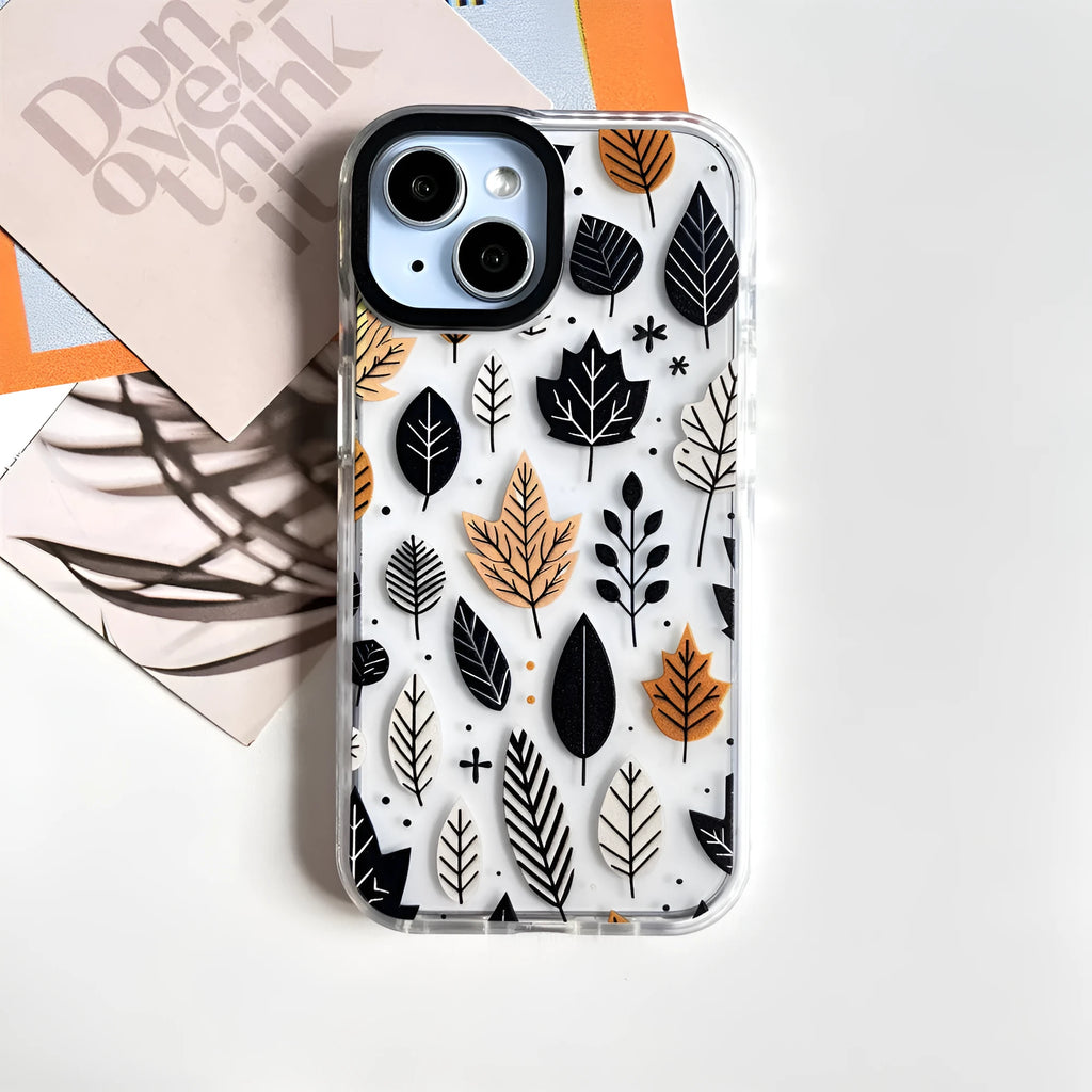 Autumn fallen leaves acrylic hard phone case for iPhone 11 to 15 Pro Max, all-inclusive sprayed cover