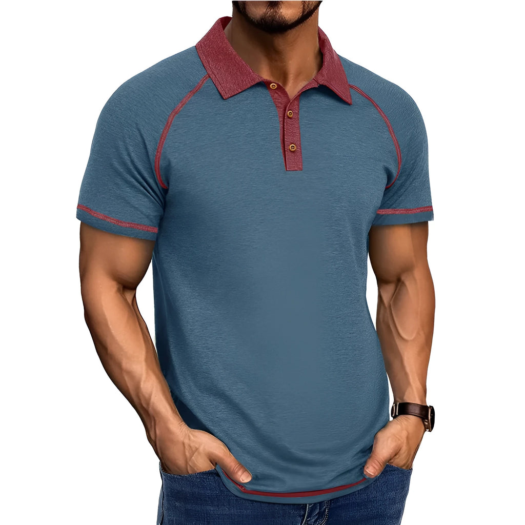 Men's short sleeve polo shirt with lapel collar, polyester fibre, nine colours, Asian sizes S to XXXL