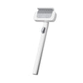 White and grey pet hair unknotting comb for dogs and cats, ABS and stainless steel, 3.3cm x 6.6cm x 18.7cm
