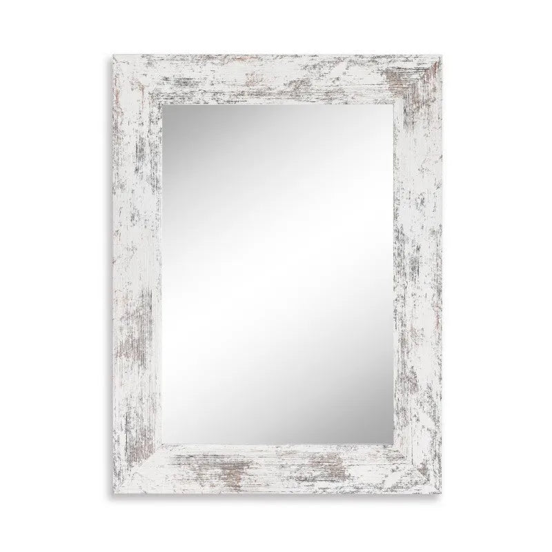 White MDF frame wall mirror with retro Chinese design in modern pastoral style