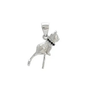 925 sterling silver cat pendant necklace on a chain, showing elegant feline design.