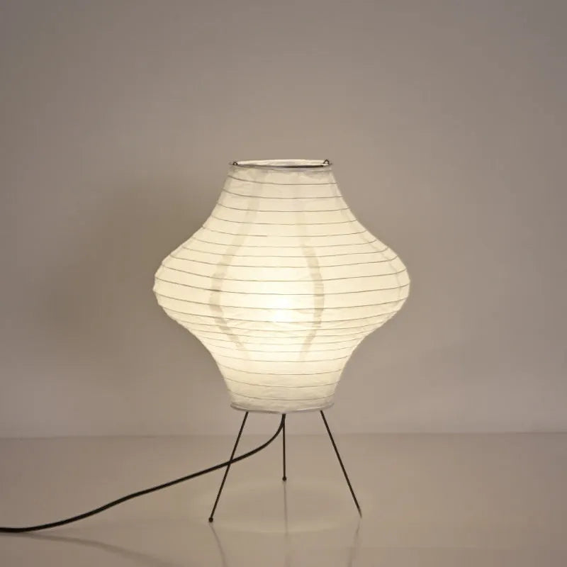 Japanese style decorative table lamp with paper shade and three-colour adjustable lighting