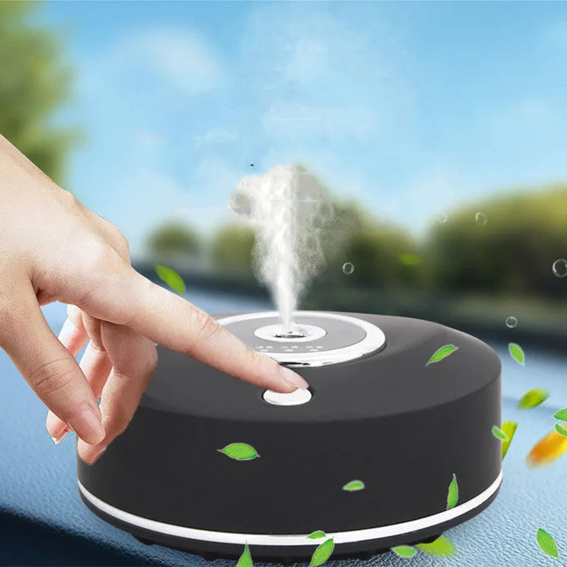 Plastic car diffuser with USB cable and anti-slip pad in black, grey and white colour options