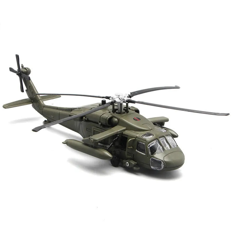 Green Black Hawk gunship alloy military model helicopter with force control and flash function, item J64-3