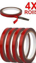 Four rolls of 10mm red double car spread black gelatin sponge tape, 3m each, PE substrate oil adhesive.