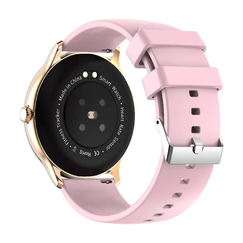 Smart sports watch with blood pressure monitoring on black silicone wristband