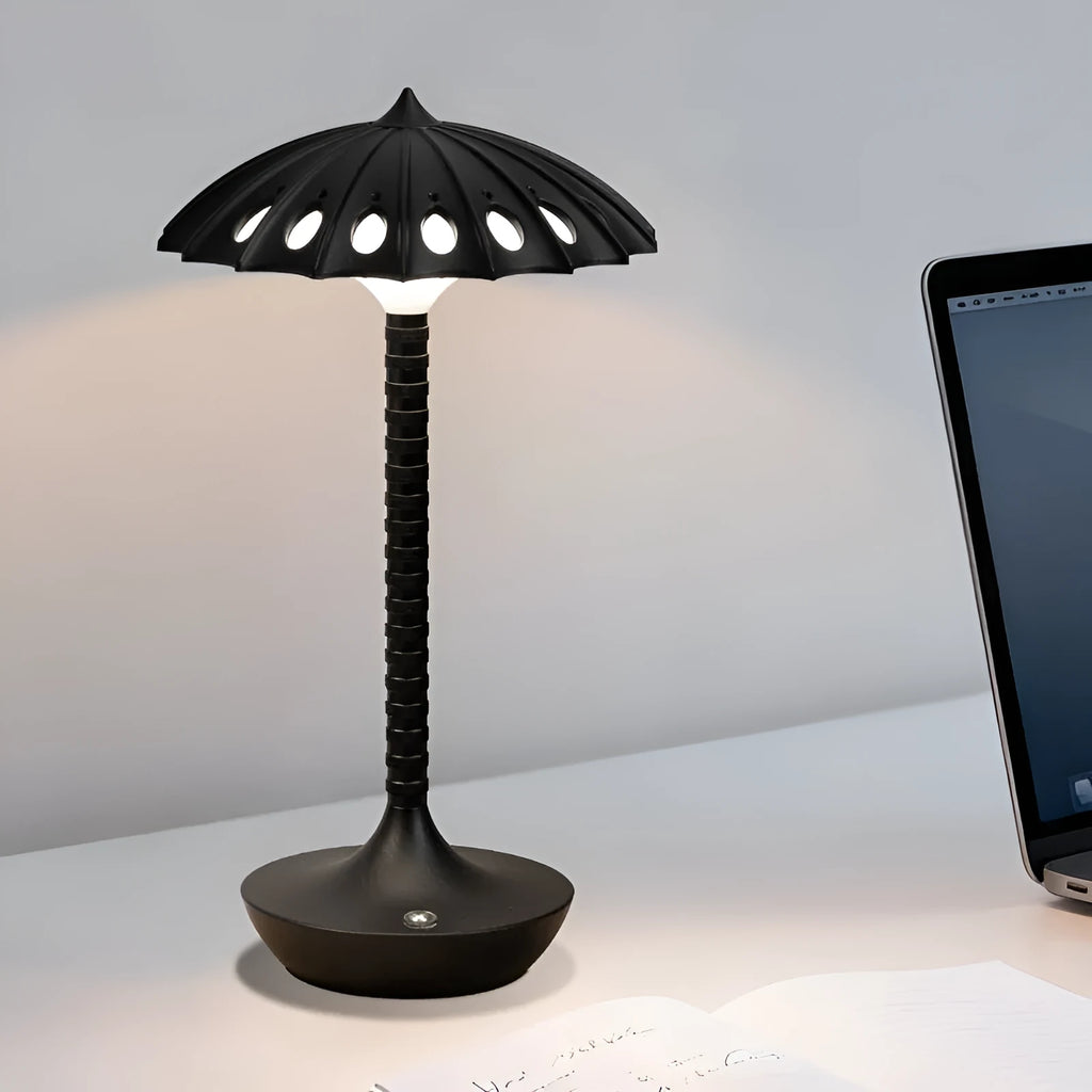 Cartoon geometric touch bedside table lamp with warm 3000K light in black or white
