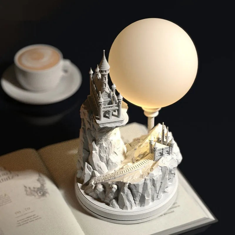 White composite gypsum table lamp with wire control switch for bedroom bedside use