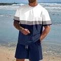 Men's loose fit polyester shorts suit set with matching t-shirt in multiple colour options