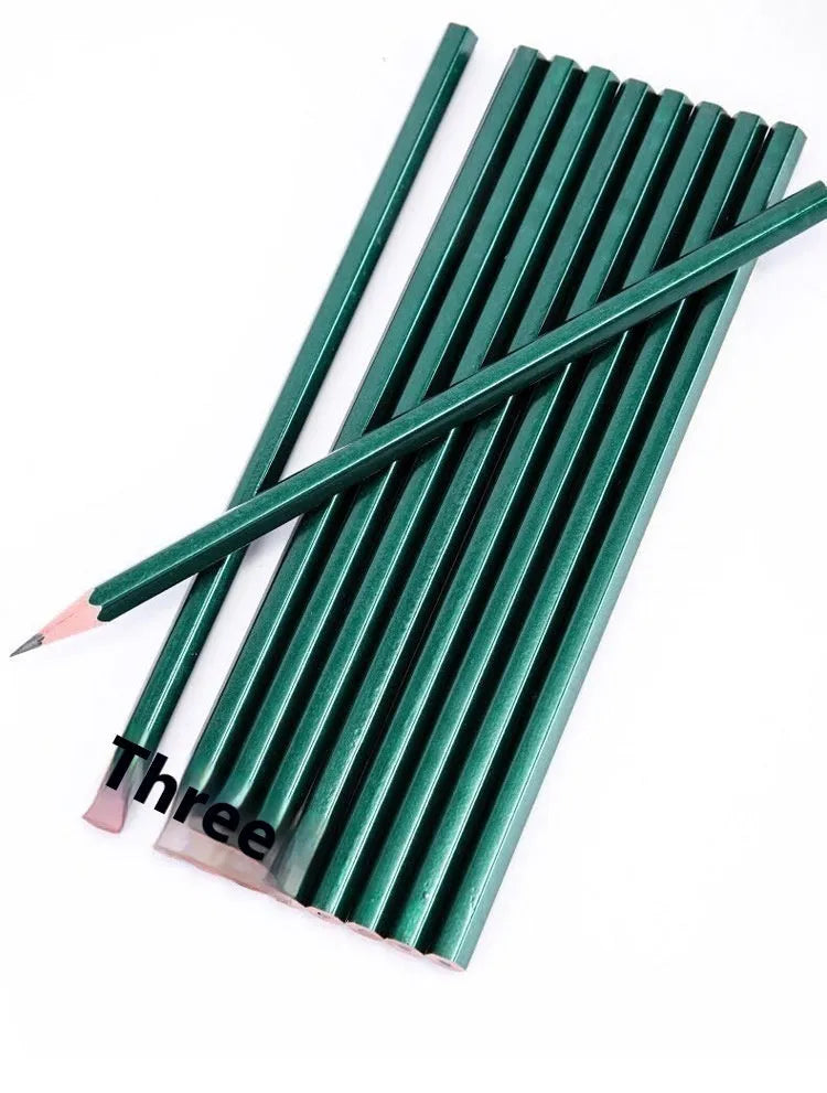 Box of 10 green hexagonal wooden pencils with HB and 2B graphite grades