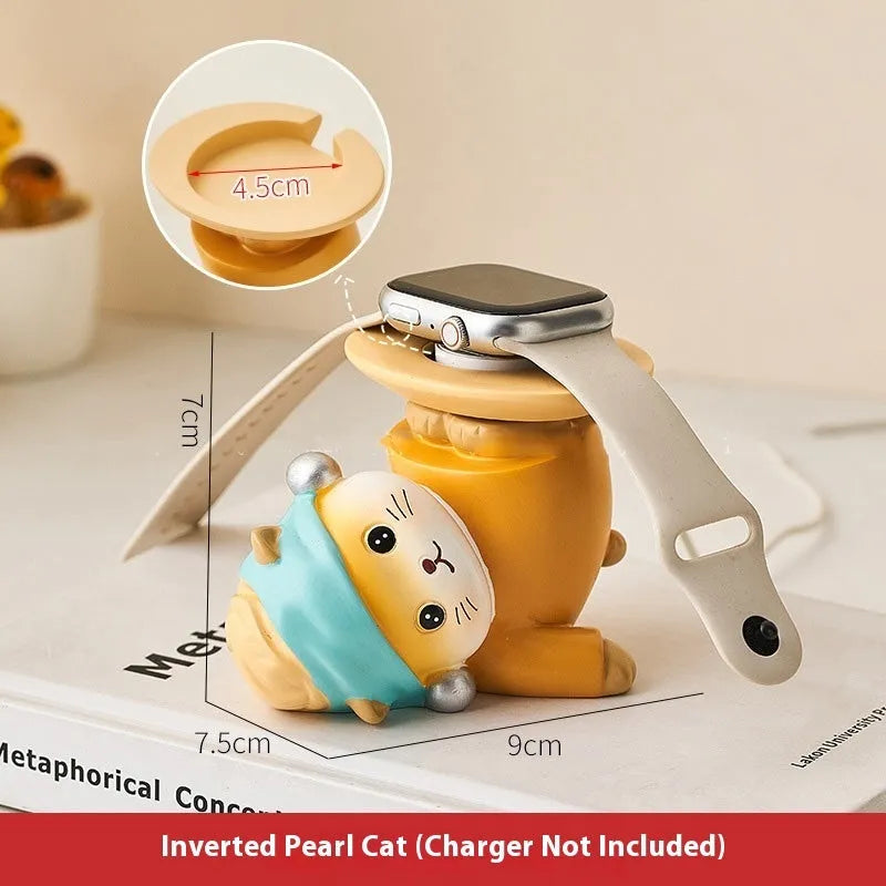 Resin watch charging bracket in cat and bear styles for Apple and Huawei smartwatches