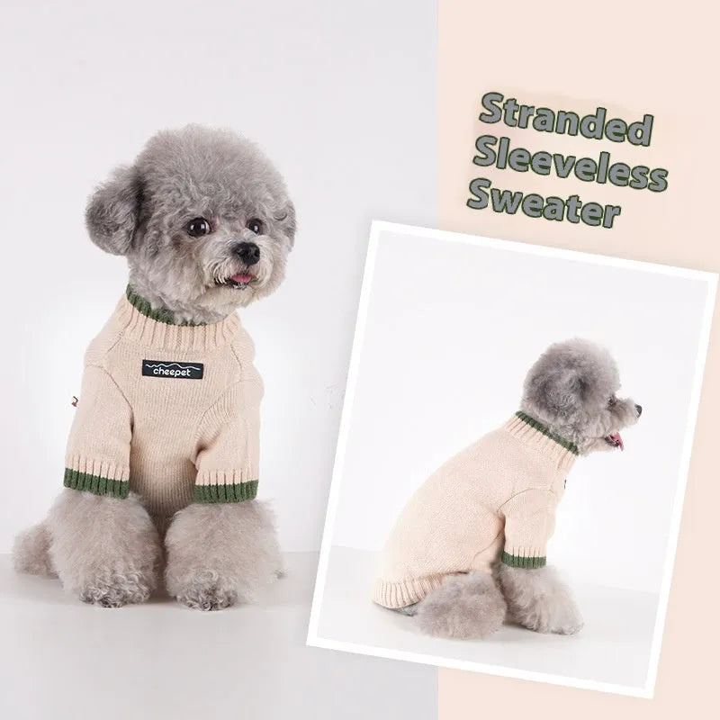 British style wool pet sweater with contrast colour legs in Crown Blue