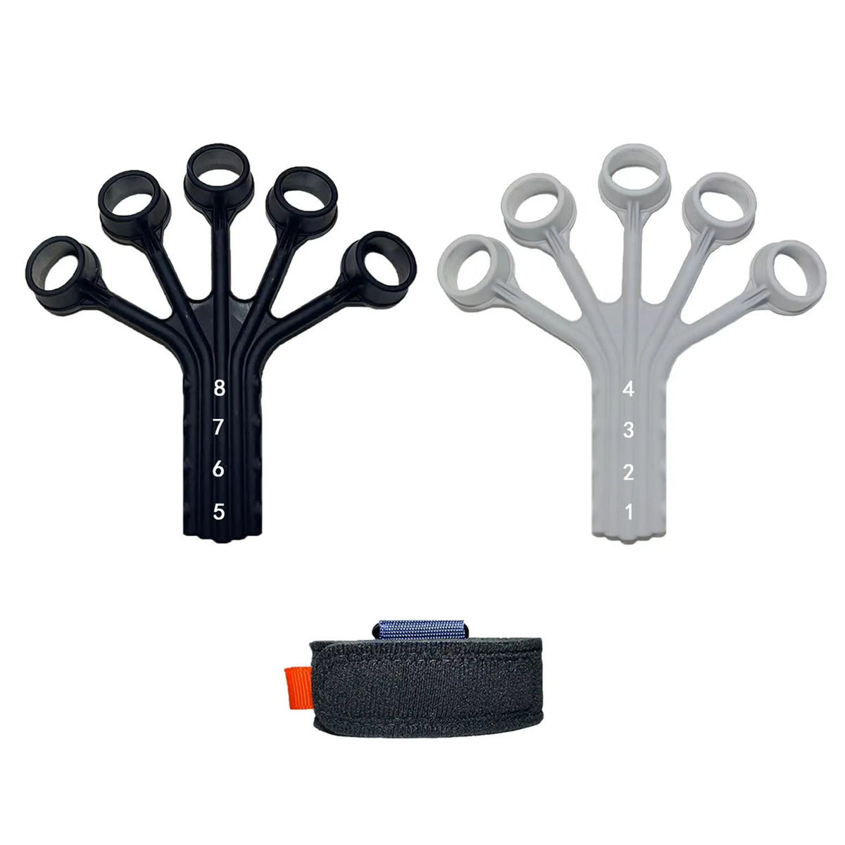 Silicone finger flexion and extension trainer with abdominal tensor function and adjusting belt