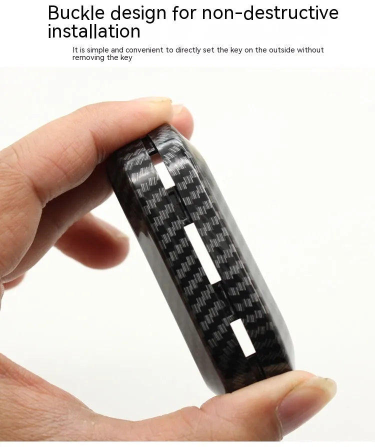 Fiat 500 Boyue carbon fibre pattern ABS remote key case in black, red, and dark blue