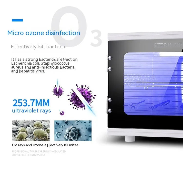 Small silver ultraviolet sterilizer for beauty salon tool sanitation with stainless steel interior