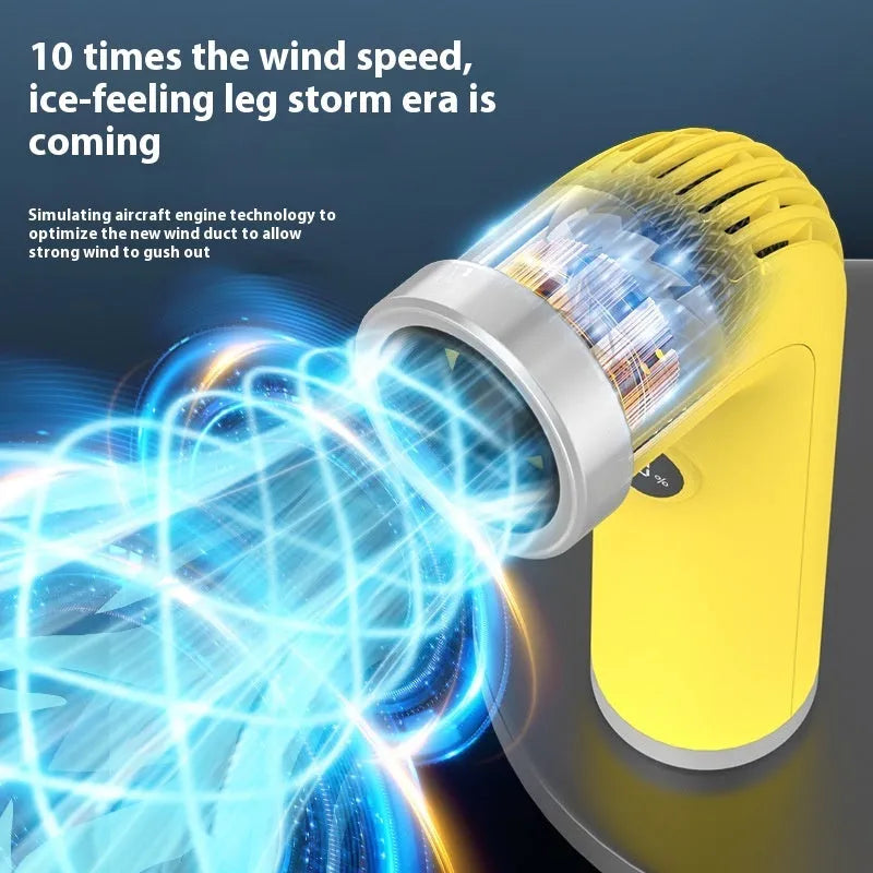 Creative Fashion bladeless mini fan in apricot colour with high-speed turbine design.