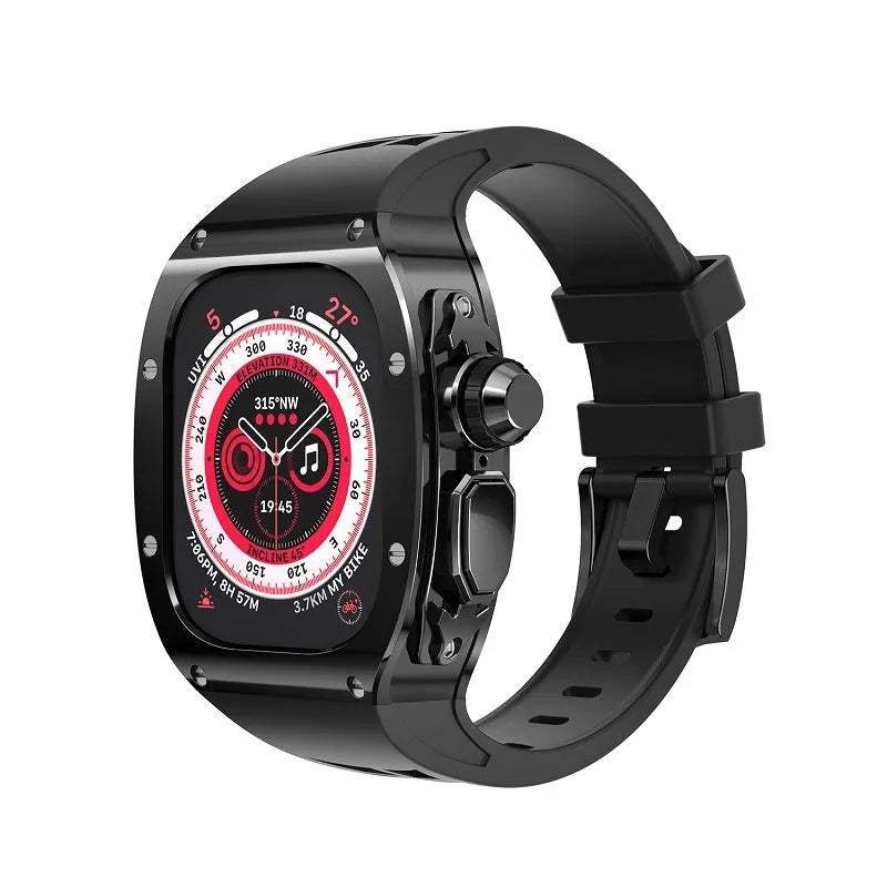 49mm translucent silicone watch band with case cover for Apple Watch Ultra in transparent black
