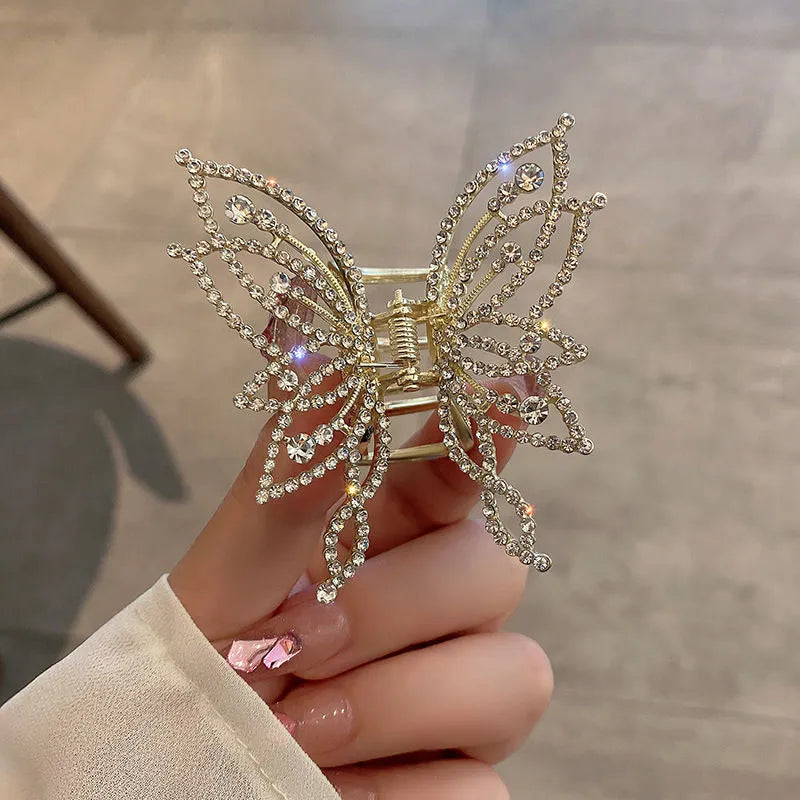 Butterfly hair clip barrette for women with electroplated alloy construction