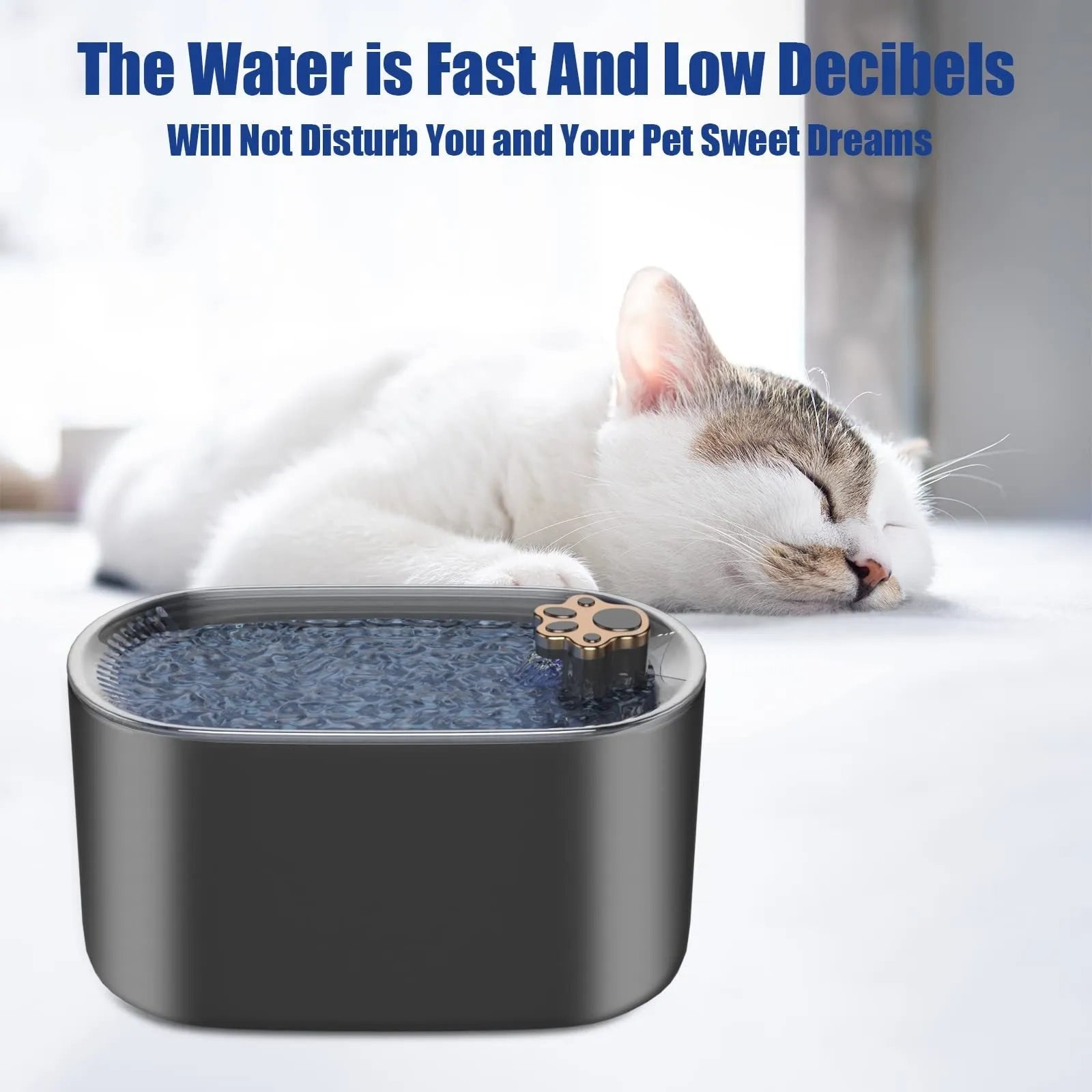 Berlin blue automatic pet water fountain with LED light indicator and triple filtration system