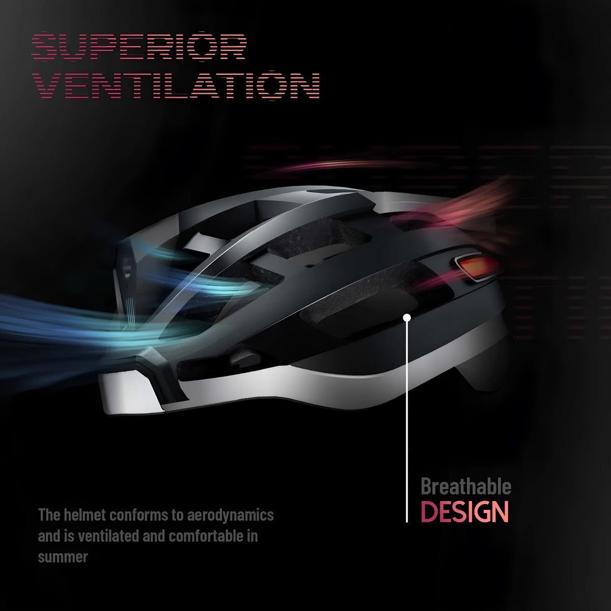 Smart black and grey cycling helmet with integrated warning lights showing USB charging port