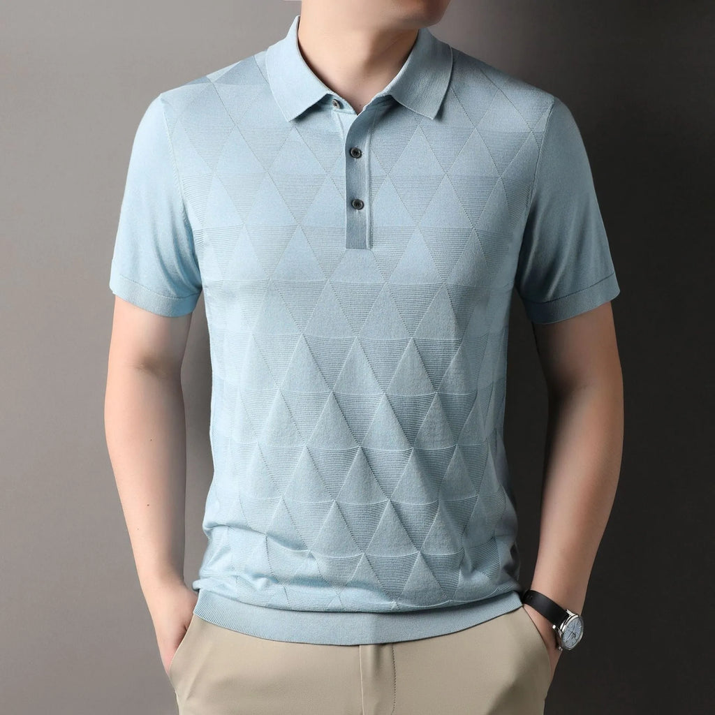 Men's thin ice silk lyocell short sleeve T-shirt in regular fit showing green colour option