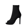 Women's fish mouth stiletto boots with rubber sole and superfine fibre inner, black khaki or rose, 7 cm 9 cm 11 cm heel