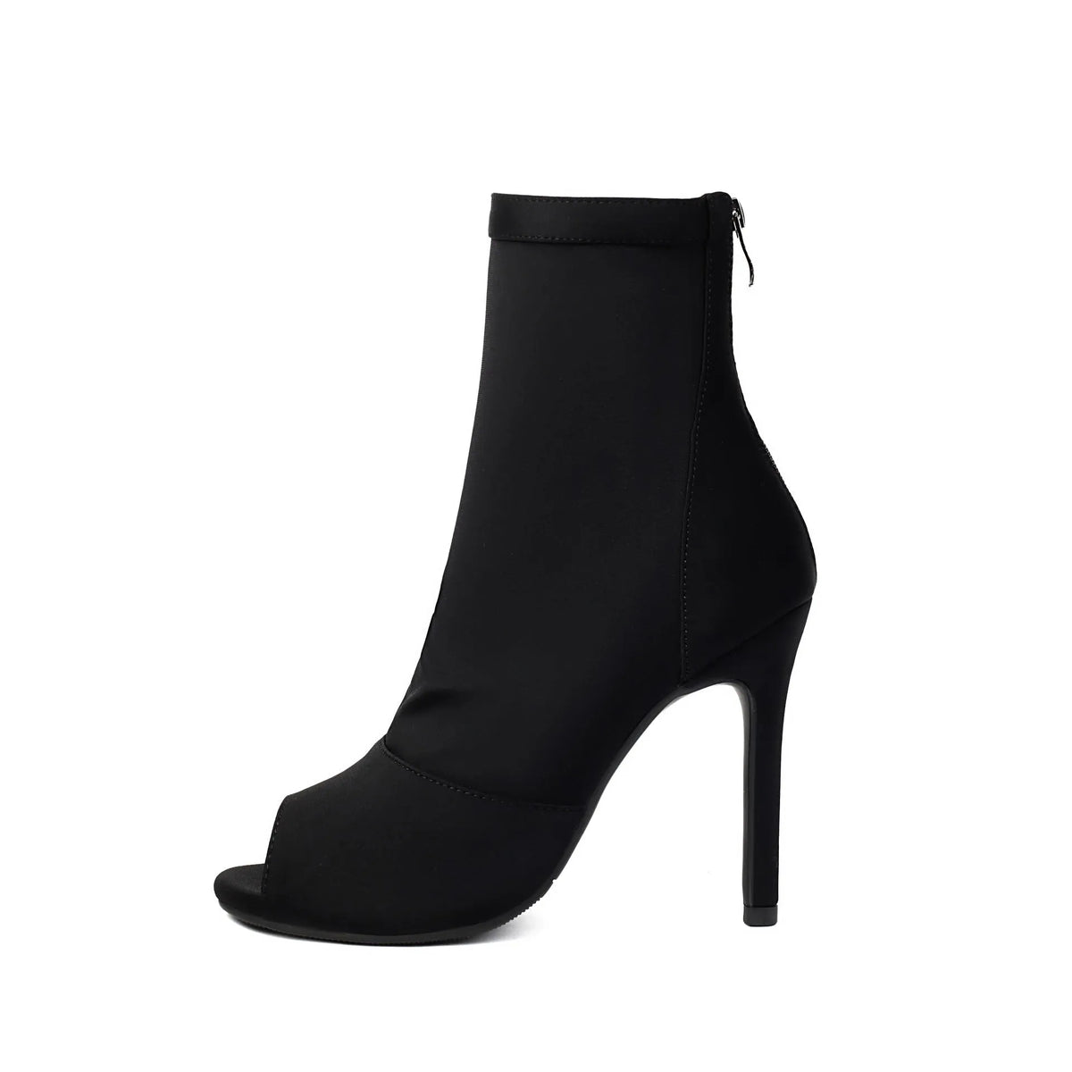 Women's fish mouth stiletto boots with rubber sole and superfine fibre inner, black khaki or rose, 7 cm 9 cm 11 cm heel