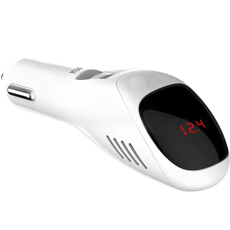 White car USB charger and negative ion air purifier for vehicle cigarette lighter sockets