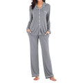 Women's solid colour cardigan and trouser set with button front, long sleeves and pockets, sizes S to XXL
