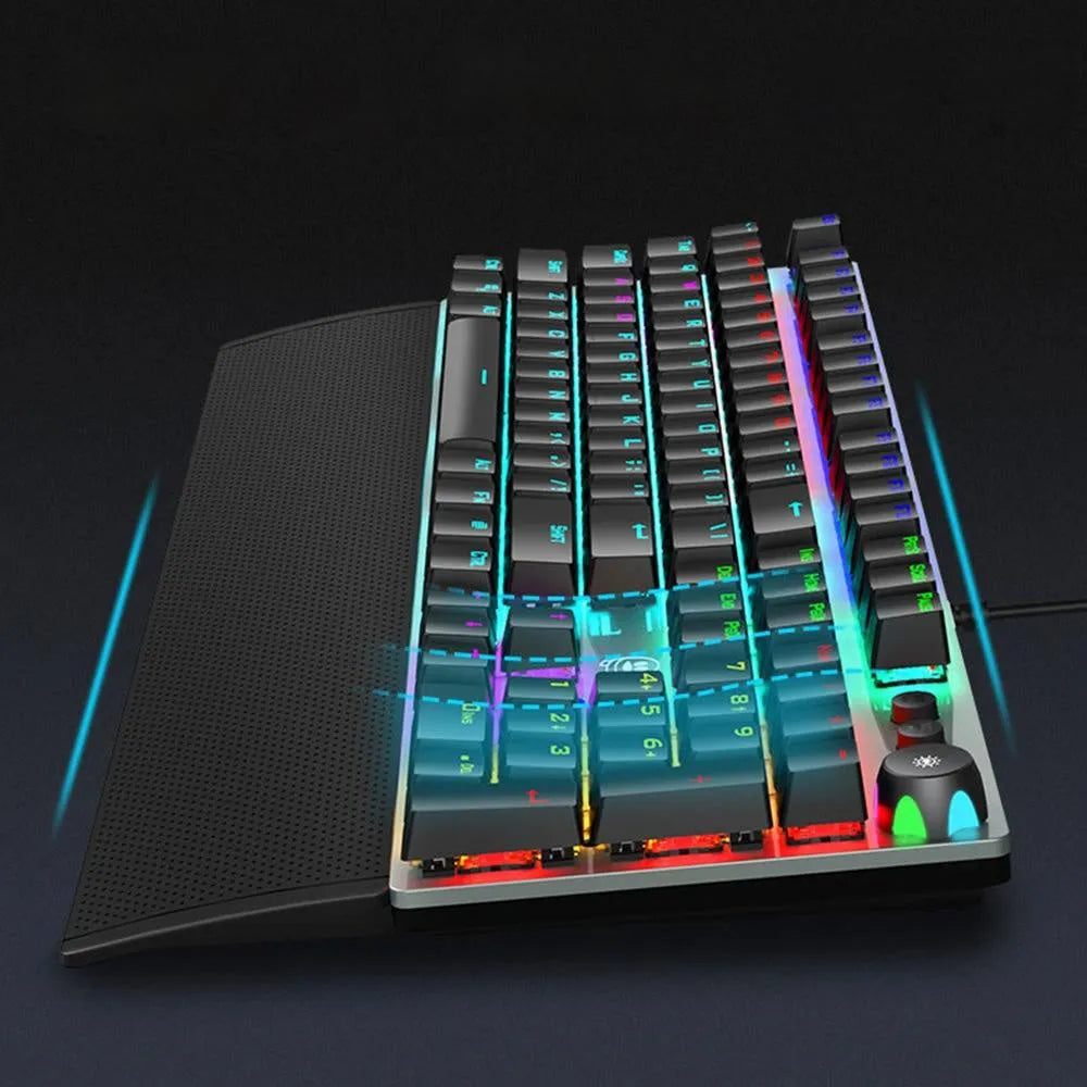 Rainforest Tarantula mechanical film gaming keyboard 95-key USB wired in magic colour with optional hand rest
