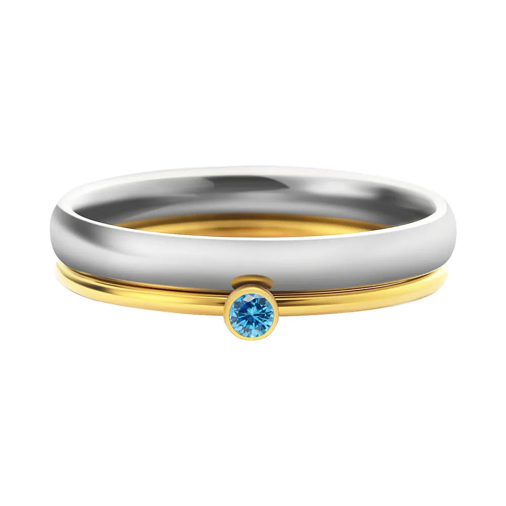 Geometric stacking ring for women with December birthstone colour and gold electroplated finish.