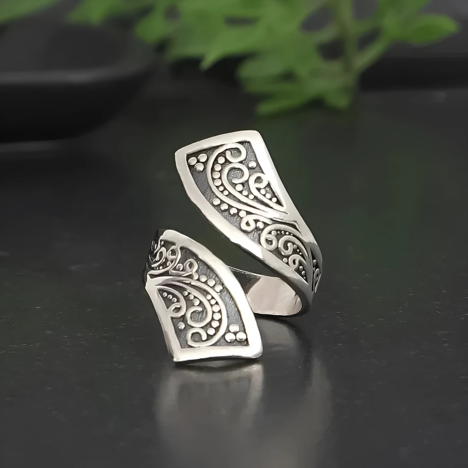 Silver tone adjustable opening alloy ring for women with retro minimalist design