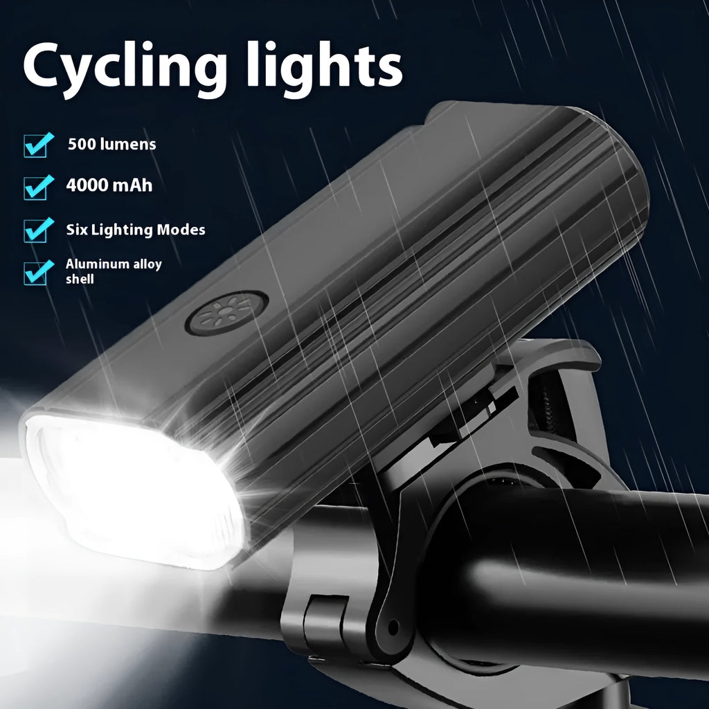 L2 2 bicycle headlight in aluminium alloy, 500lm, USB-TYPE-C rechargeable, 200g, for night riding
