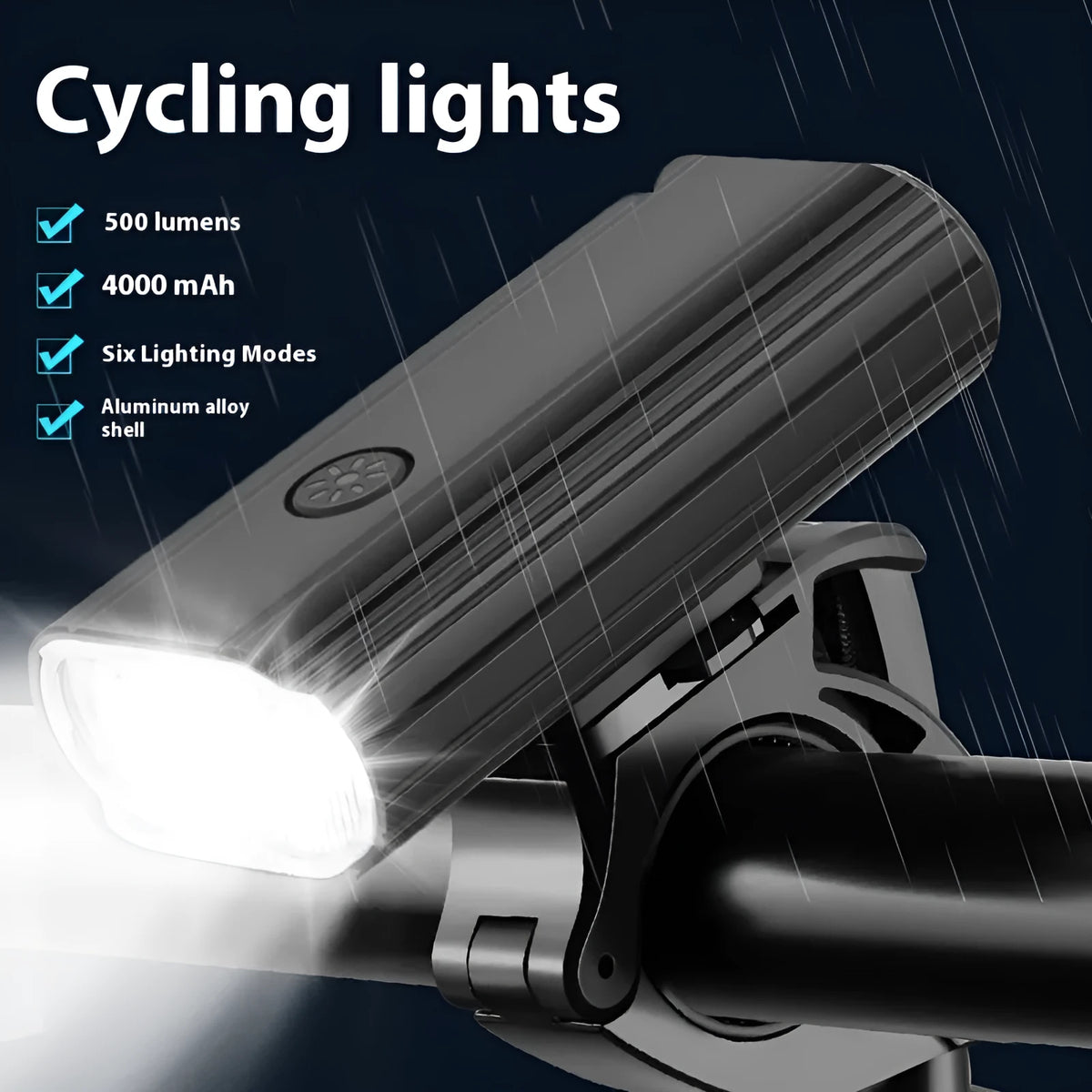 L2 2 bicycle headlight in aluminium alloy, 500lm, USB-TYPE-C rechargeable, 200g, for night riding
