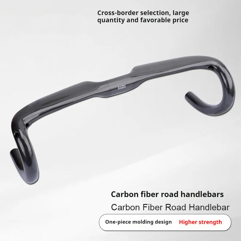 Carbon fibre road bicycle drop handlebar in black grey silver showing UD Matte and Bright finish options