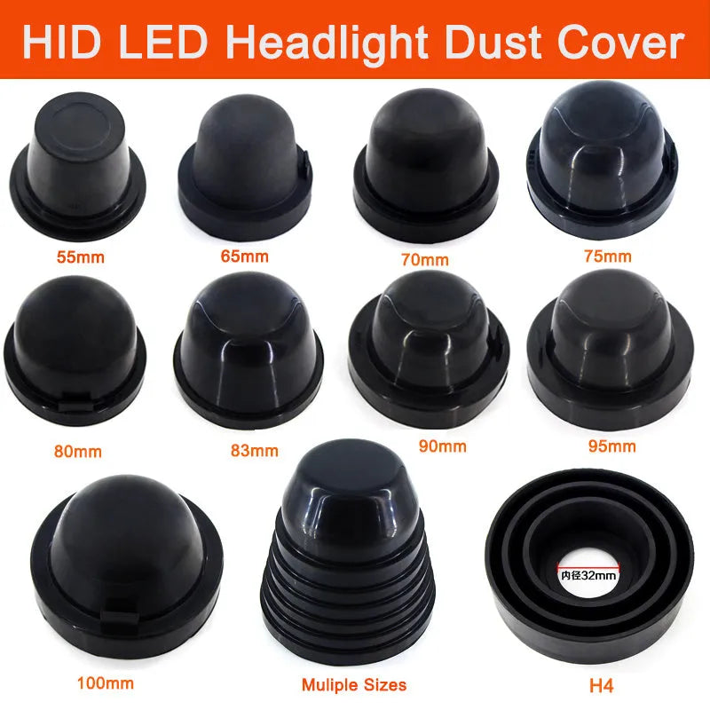 Black silicone 90mm dust cover for General Motors car headlight rear seal protection.